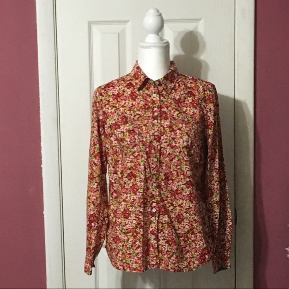 Talbots Tops - Talbots Petites 10P red floral blouse